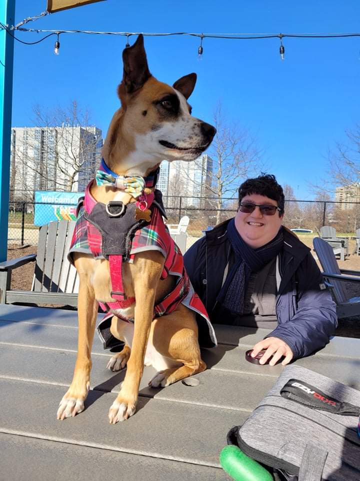 NeilNory's tweet photo. #TransitionUpdate: still sore but had my first shower yesterday! It still feels miraculous that I was able to do this. Yet like many of us I have had to sacrifice going home given the new variant &that is hard. Feeling bittersweet. Unflattering/joyful pic of me & Rosie Neice Pup https://t.co/RB5g053PhU