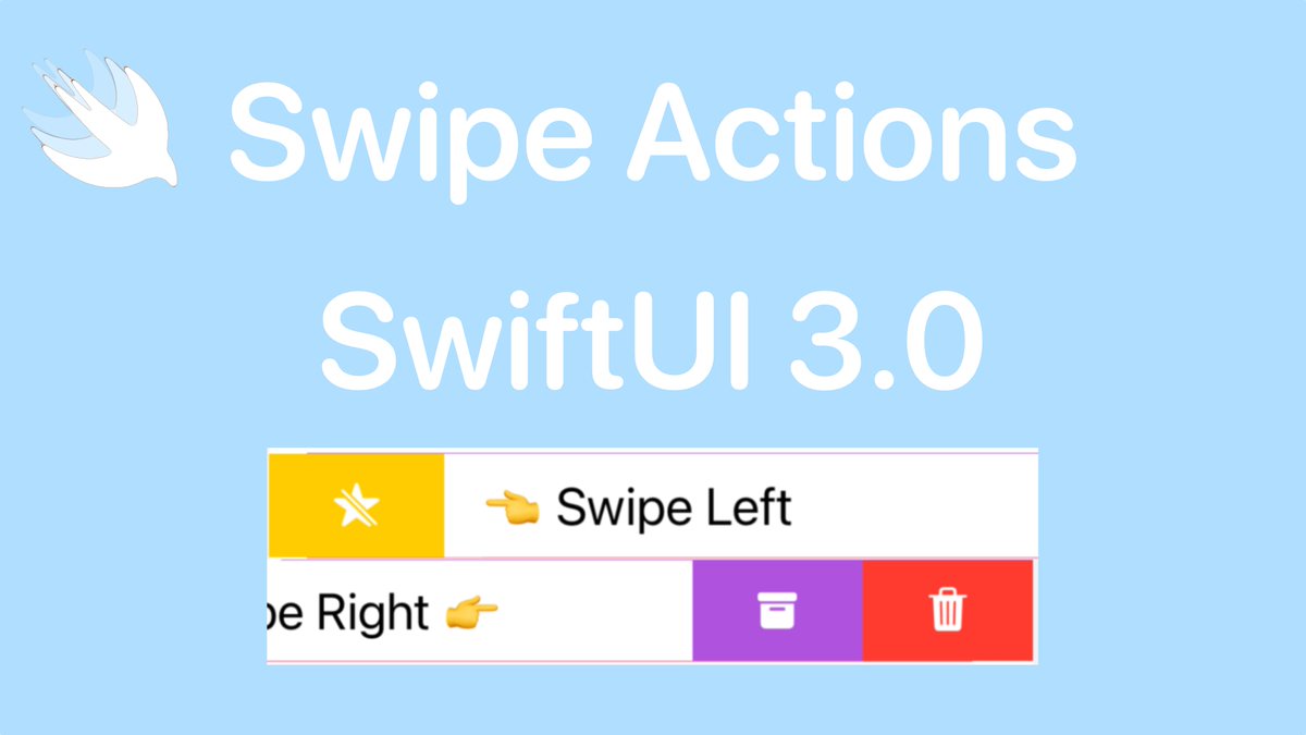 recoding_io's tweet image. SwiftUI Swipe Action Modifier using List | SwiftUI 3.0 | iOS 15 | iPadOS 15 | macOS 12
youtu.be/Buz9mXtx570
#iOS #indiedev #xcode #swift #iosdeveloper #developerslife #swiftui #using #iOSDev #100DaysOfSwiftUI #ios #iosdev #SwiftLang #iosdev #Xcode #Swifties #Swift5