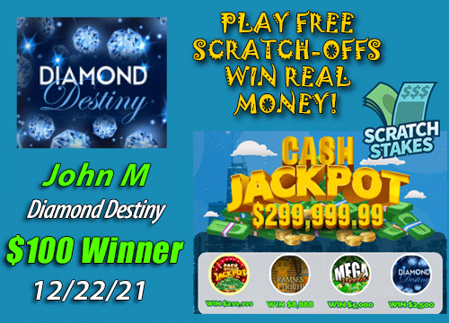 scratchstakes's tweet photo. #Thursday #winners #Scratchstakes #FreePicks #GamesWithGold
Congrats to John M on scratching $100 Winner in Diamond Destiny 12/22/21!💎💎💎
🤔Have you scratched today?https://t.co/uH3c3t6kec https://t.co/RLtxK25wuR