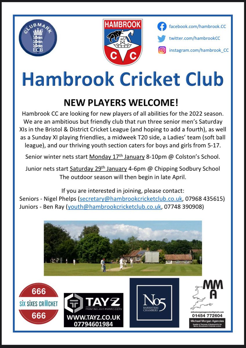 Come and give cricket a try! Senior nets start on the 17th January!

Message me if you want more details