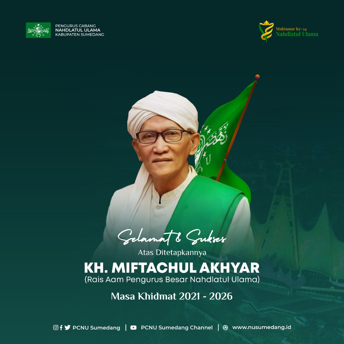 Selamat dan sukses atas terpilihnya KH. Miftahul Akyar sebagai Rois Am Pengurus Besar Nahdlatul Ulama Periode 2021-2026

#muktamarnu34 #MuktamarNU2021 #Muktamar34NU #MuktamarNU 

<a href="/NuSumedang/">NU Sumedang Online</a> <a href="/nahdlatululama/">Nahdlatul Ulama</a>