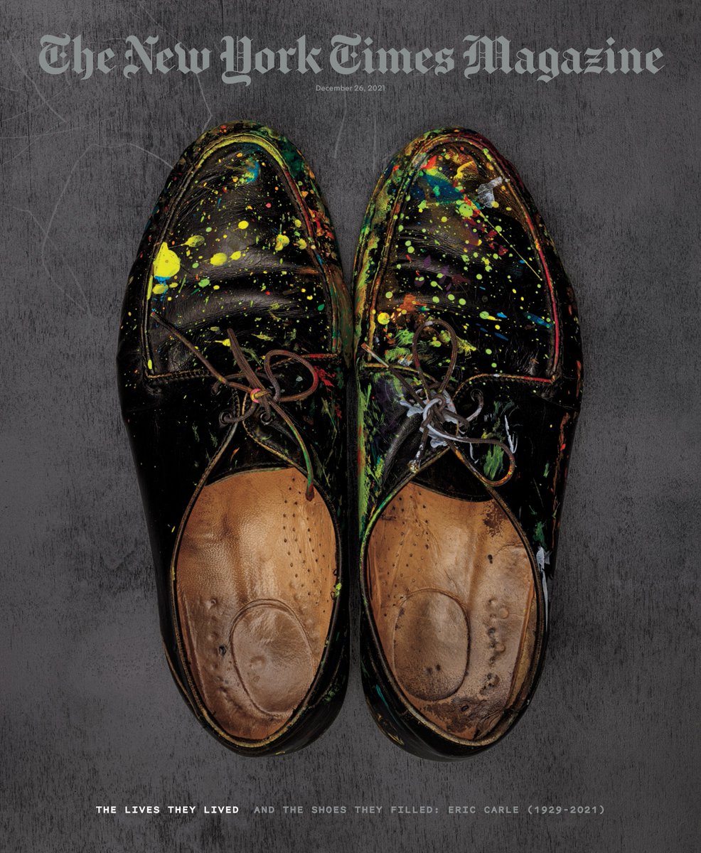 Gail Bichler (@gailbichler) on Twitter photo The cover of the annual @NYTMag “The Lives They Lived” issue. The issue is dedicated to remembering some of artists, innovators and thinkers lost this year. On the cover are a pair of shoes worn by children’s book illustrator and author Eric Carle.
Photograph by <a href="/abelardomorell/">Abelardo Morell</a> The cover of the annual @NYTMag “The Lives They Lived” issue. The issue is dedicated to remembering some of artists, innovators and thinkers lost this year. On the cover are a pair of shoes worn by children’s book illustrator and author Eric Carle.
Photograph by <a href="/abelardomorell/">Abelardo Morell</a>