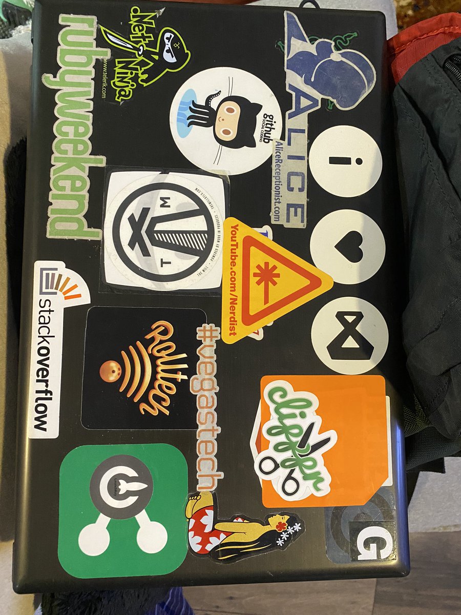 geediab's tweet image. Found an old laptop. Some #vegastech memories on the lid.