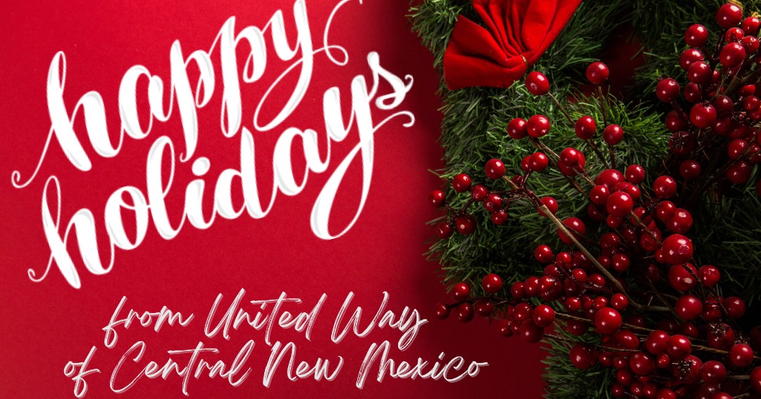 UnitedWayNCNM's tweet photo. Happy Holidays from @UnitedWayCNM!

UWCNM offices will be closed starting December 24th through January 2nd for the holiday season. https://t.co/YCjxrC76YX