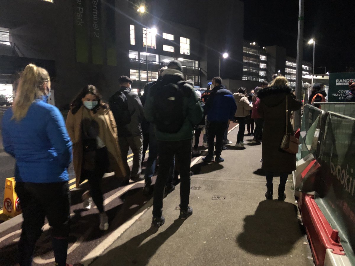 RoseKeane16's tweet photo. They’ve now told a load of people waiting for antigen tests they can go ahead. After 1/1.5 hours of them waiting. Now two queue one for pcr one for antigen. https://t.co/5i8OUAE9nO