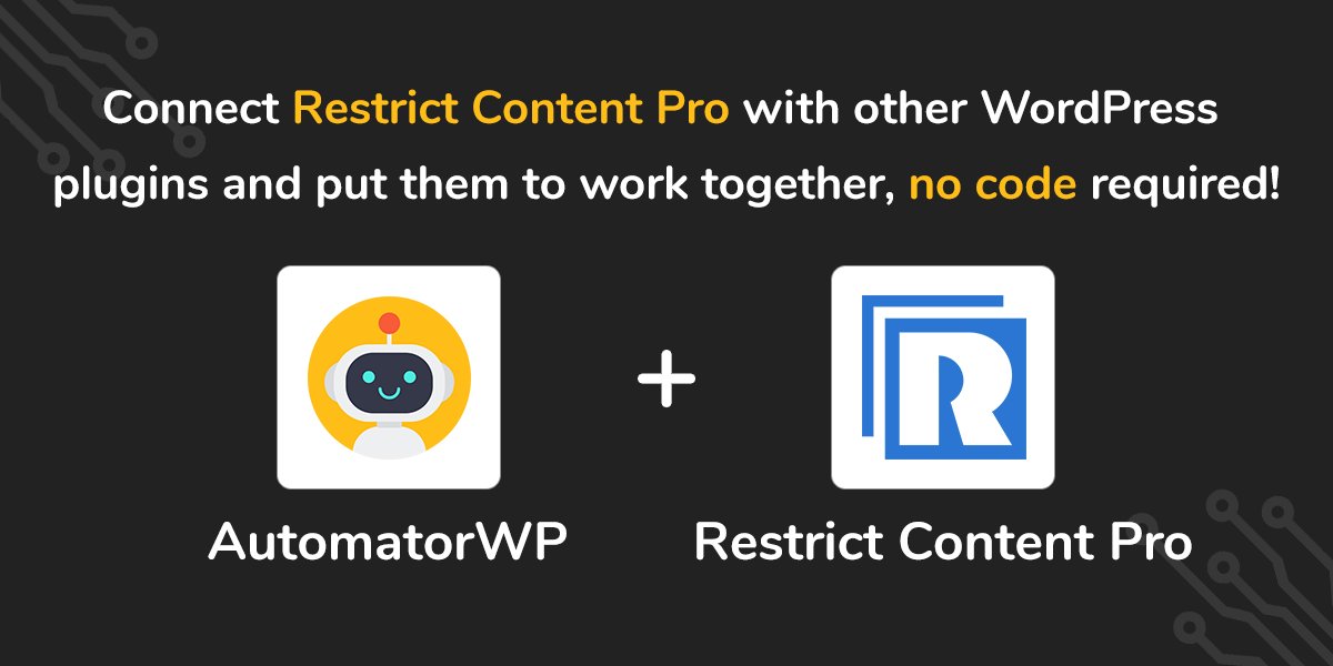 AutomatorWP's tweet photo. Automate #RestrictContentPro (@rcpwp) & your #WordPress plugins with #NoCode like:
- Purchases a #membership > Add a @affwp referral
- Membership expires > Enroll in a @LearnDash course
- Purchases a @eddwp product > Add membership
More info 👇
https://t.co/xbwW0jdk4q
#automator https://t.co/v82rs4KLor