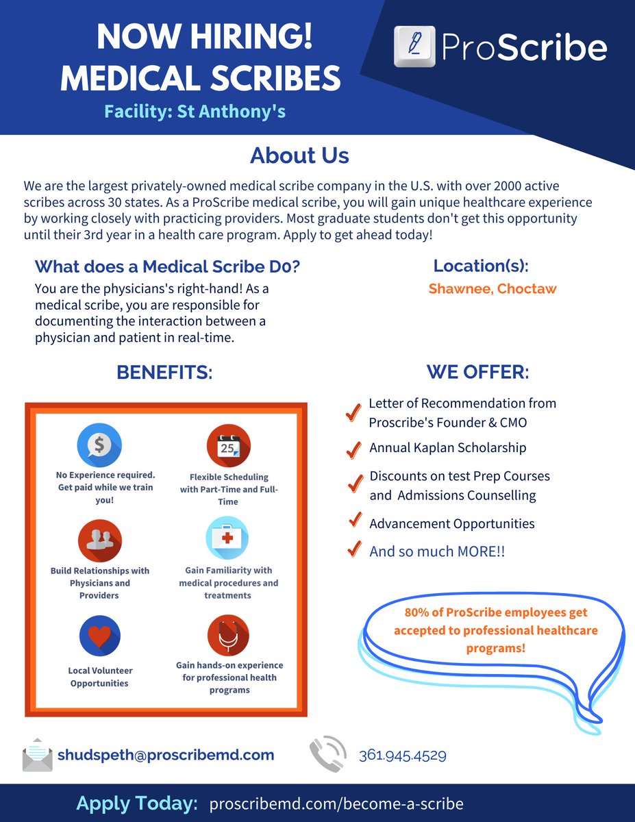 ProScribeMD's tweet image. We are hiring in #shawnee Oklahoma !!! Send your #resumes to us and #apply through our website TODAY