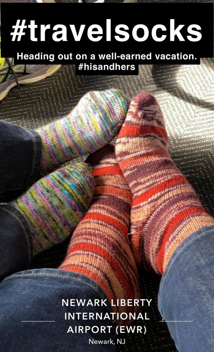 aqkraft's tweet photo. It’s been a long year. Excited to be heading out on vacation with Rhonda to celebrate the end of 2020-21 (it’s all been one year right?) and recharge to take on the new year together. #hisandhers #travelsocks #vacation https://t.co/rr7KENNQPt