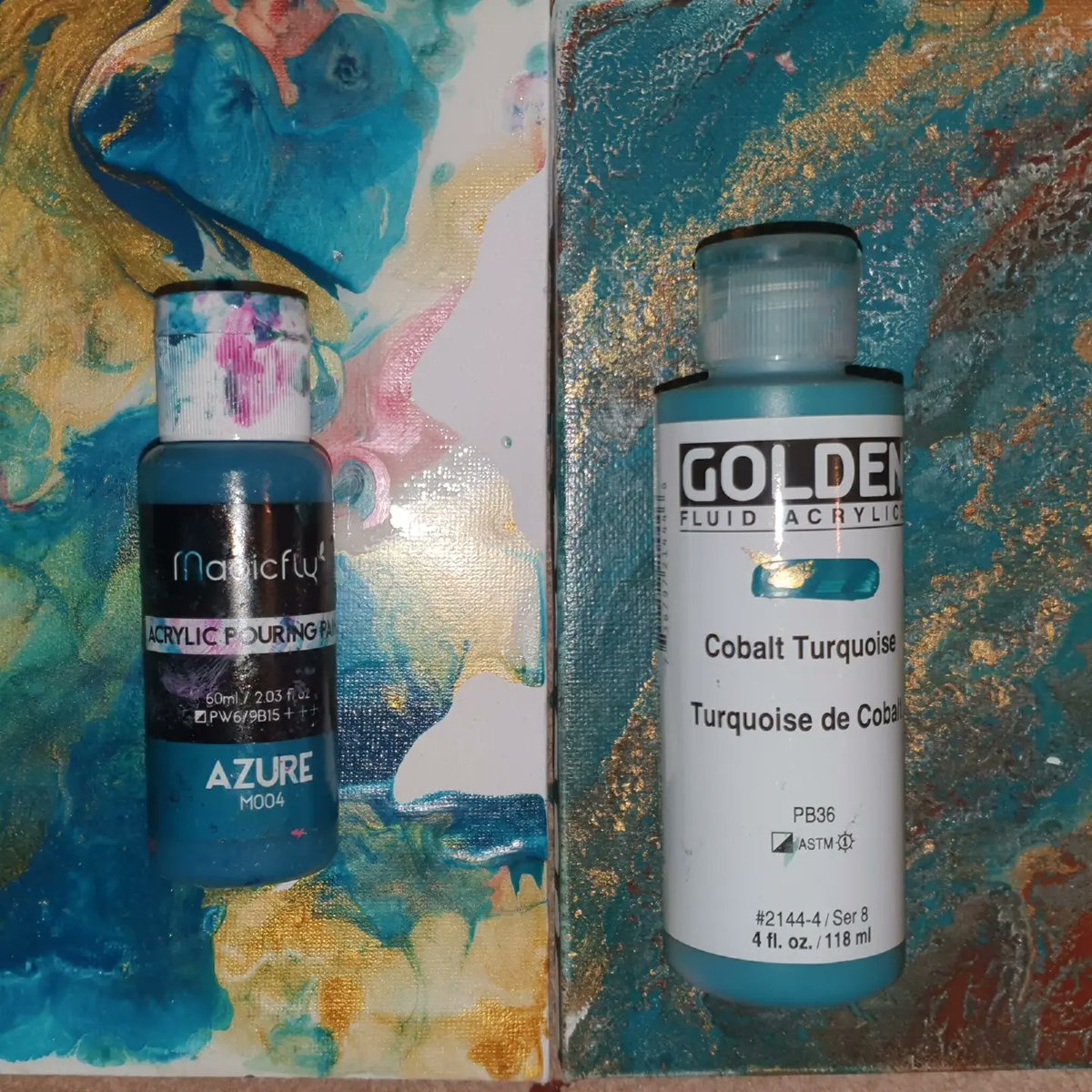 sophina_b's tweet image. #magicfly is better than #golden in my #pouringpaint sadly they dont sell individual bottles. Does anyone know of an equivalent brand (or technique) that will produce this effect?
