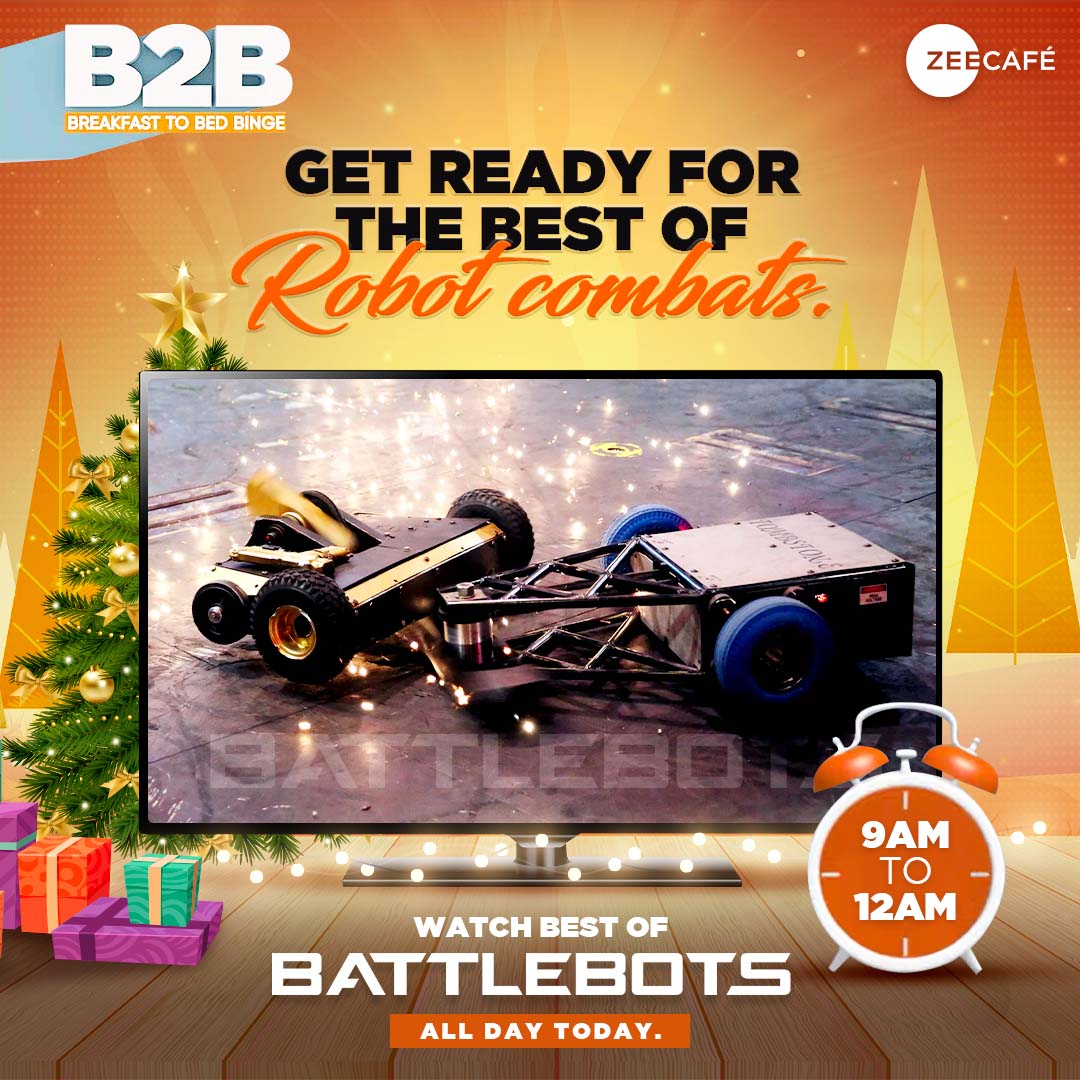 ZeeCafe's tweet photo. Best of robot combats is here, where are you?
Watch the best of Battlebots, all day today, only on Zee Cafe!
#BreakfastToBedBinge #Battlebots #Robots #Combats #RobotCombats #Fight #ZeeCafe https://t.co/vGA0sDqJ8v