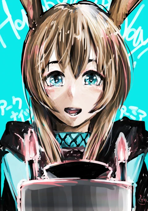 お誕生日ということでアーミヤ。アークナイツのオペレーターは誕生日を笑って迎えてほしいなぁ #アークナイツ版深夜の真剣お絵かき60分一本勝負 #アークナイツ