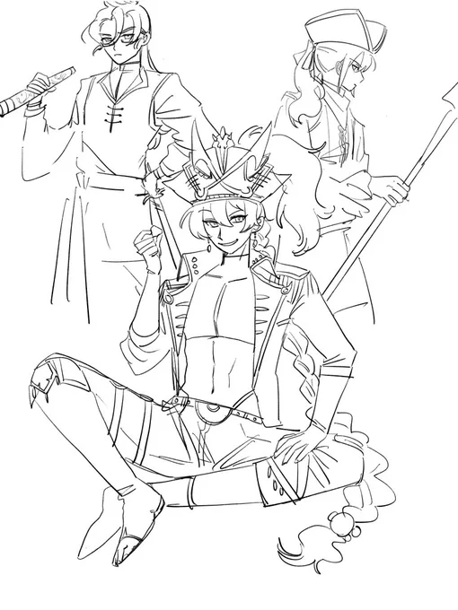 海賊全員TSさせたろ、と描いたけどなんかしっくりこなくてボツにしたやつ 