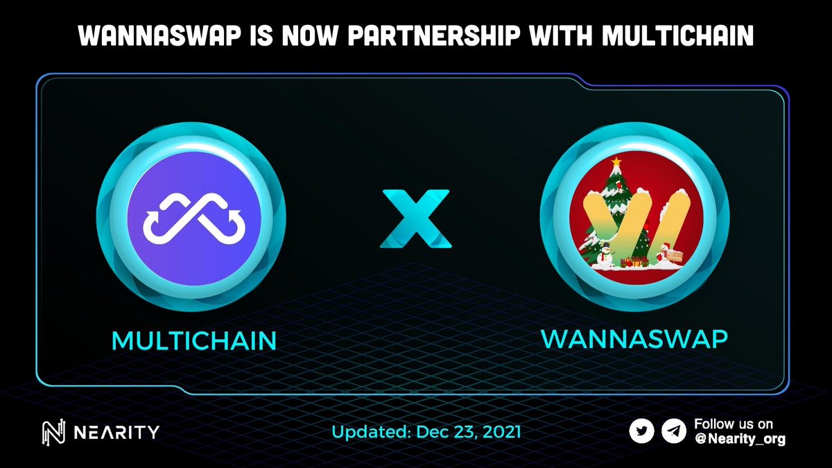 🥳 <a href="/wannaswapamm/">wannaswap</a> is now partnership with <a href="/MultichainOrg/">Multichain (Previously Anyswap)</a> to bring assets from #BSC #Avalanche #Fantom #Polygon and more to <a href="/auroraisnear/">Aurora</a> 

Farming pools $BNB - $wNEAR &amp; $AVAX - $wNEAR will be released tomorrow 🤩

#Nearity #NEAR #WANNASWAP #AURORA