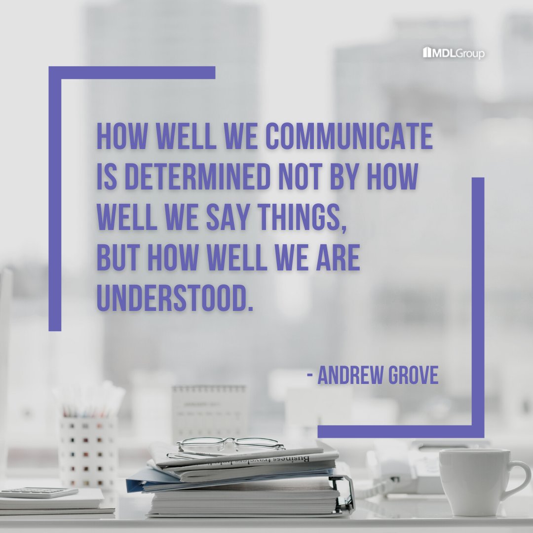 mdlgroup's tweet photo. Proper support comes from proper communication.
Being able to communicate your ideas and understand others is an important skill to have when building a team. #DailyThought
#MDLGroupLV #commercialrealestate #PantoneColoroftheYear2022 https://t.co/Nke3IYWjLf