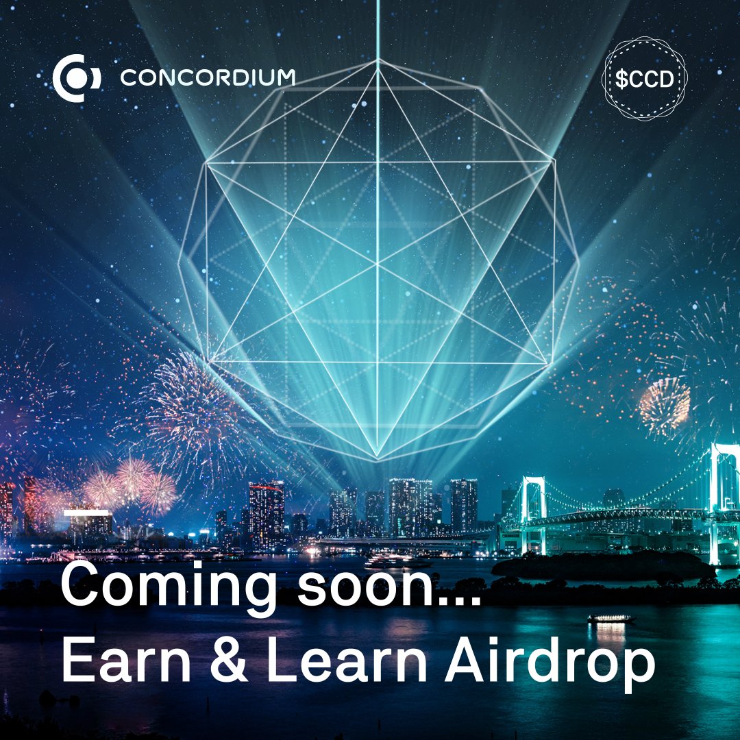 Concordium's tweet photo. 📣 Earn &amp; Learn Airdrop. Dropping soon under your Christmas tree! 🎄

👀 $100K in total rewards for the #Concordium community, closing off 2021 in style.

Keep your eyes peeled on @concordium for more info on how to participate. https://t.co/Gtg9lMjKe2