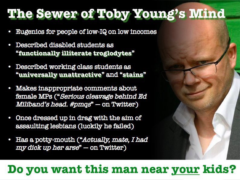 BrexitBuster's tweet photo. Toby Young is every distinguished parent’s nightmare. The useless, talentless, arrogant son who blows all the advantages given to him, fails throughout his career &amp; then shames the family name and legacy by being a complete &amp; utter knob at every possible opportunity. #TobyYoung https://t.co/EJzsy9LHUy