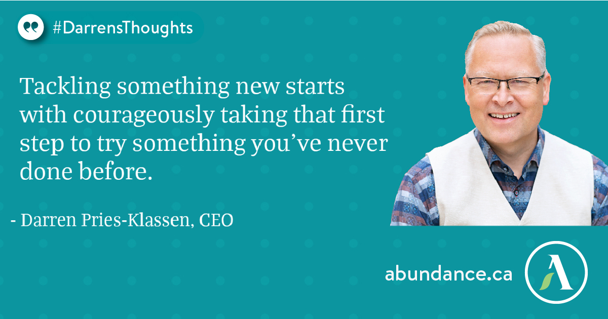 AbundanceCan's tweet photo. #DarrensThoughts
Tackling something new starts with courageously taking that first step to try something you’ve never done before.

#GenerosityChangesEverything #Gratitude #Family #LiveGenerously https://t.co/hMUGnjyjlQ