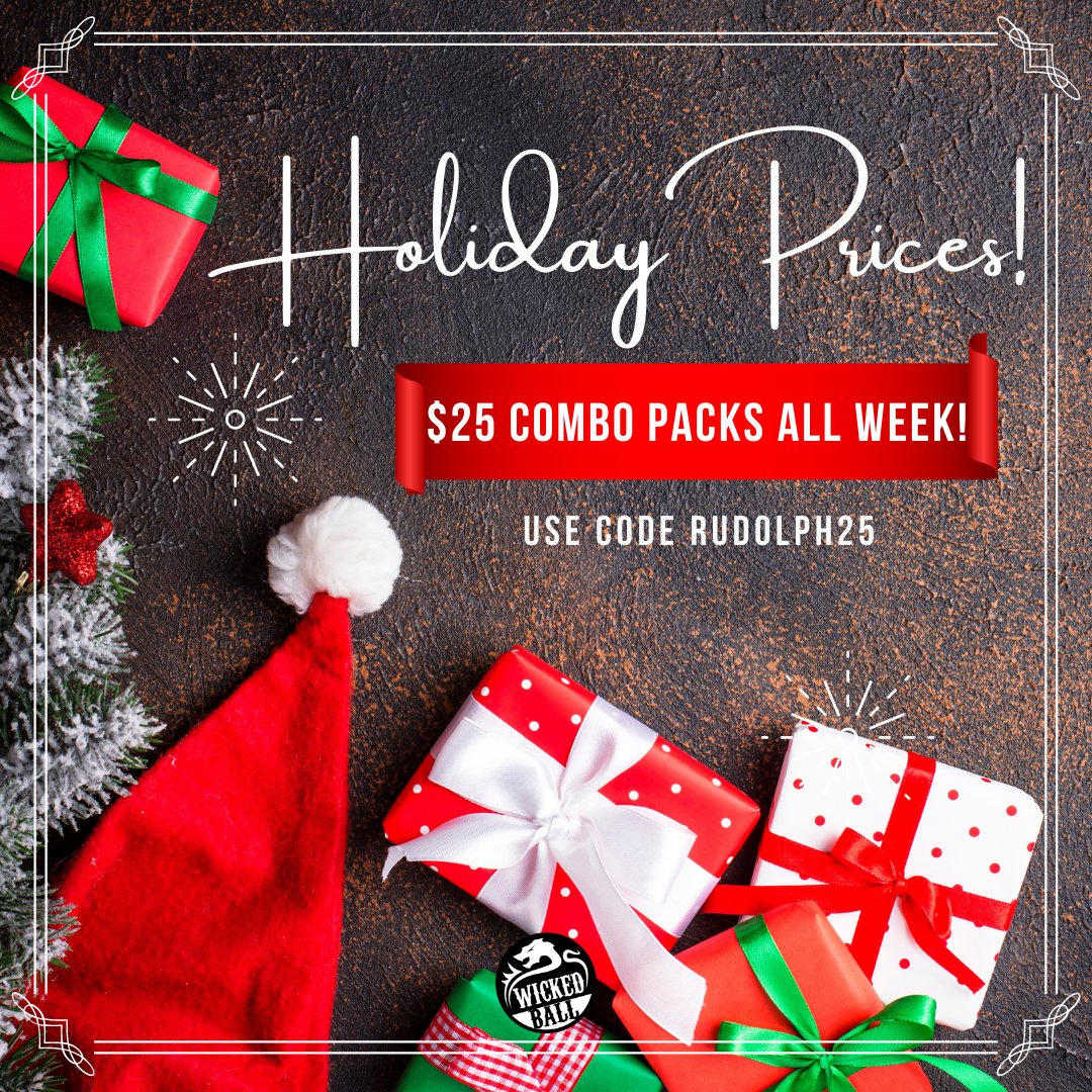 WickedBallChi's tweet photo. 🎁More holiday prices coming your way!🎁

🎁$25 COMBO PACKS ALL WEEK!🎁

🎁Book your reservation now using code RUDOLPH25!🎁

#wickedball #wicked #wickedballchicago #bubblesoccer #lasertag #nerfguns #nerfgunwars #dodgeball #meltdown #wipeout #arcades #arcadegames #letsgetwicked https://t.co/ebqbFHc6xM