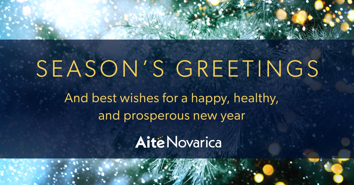 From all of us at @AiteNovarica, we wish you all a happy and safe holiday season! We look forward to working with you in the new year ahead.
#happyholidays #newyear