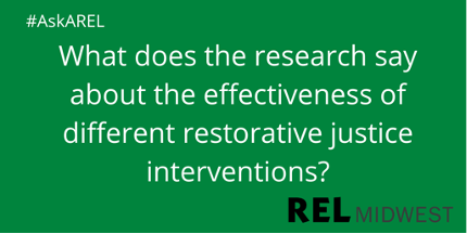 RELMidwest's tweet photo. What #edresearch is available on restorative justice interventions? Our #AskAREL reference desk has answers! https://t.co/ljgnyWyRqs https://t.co/GyndGDXB0J