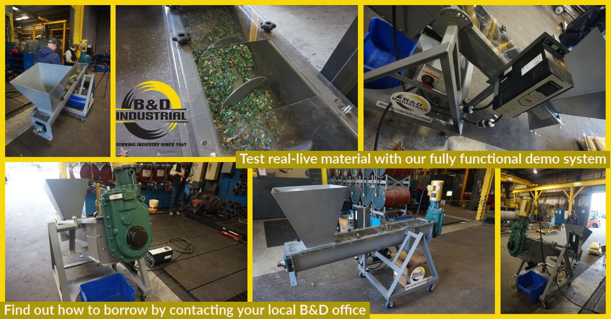 bdindustrial's tweet photo. We have a fully functional screw conveyor system that is portable and can be used onsite to test your materials; the testing allows for real-time observation and reduction of design risk. https://t.co/plUKjDvQwb