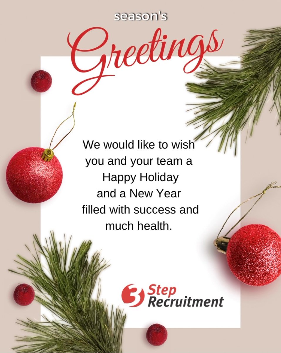3StepRecruit's tweet photo. Wishing you and yours a very Happy Holiday season! 

#holidaywishes #warmwishes #happyholidays https://t.co/kc92uH8QO2