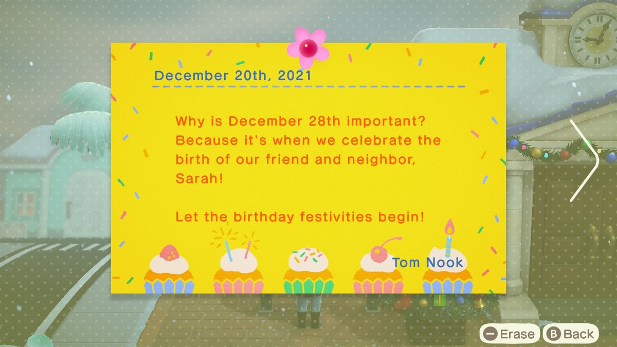 nerdyacnh's tweet photo. Wait, I forgot my birthday is coming up! #AnimalCrossing #ACNH #CocoCity https://t.co/ZVPm9pUzWp