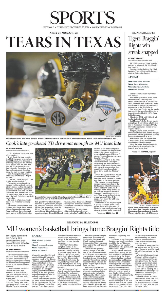 emleiker's tweet photo. Today’s @CoMissourian print edition is definitely one to pick up, #Mizzou fans ⬇️ https://t.co/DfqXK2eYhj