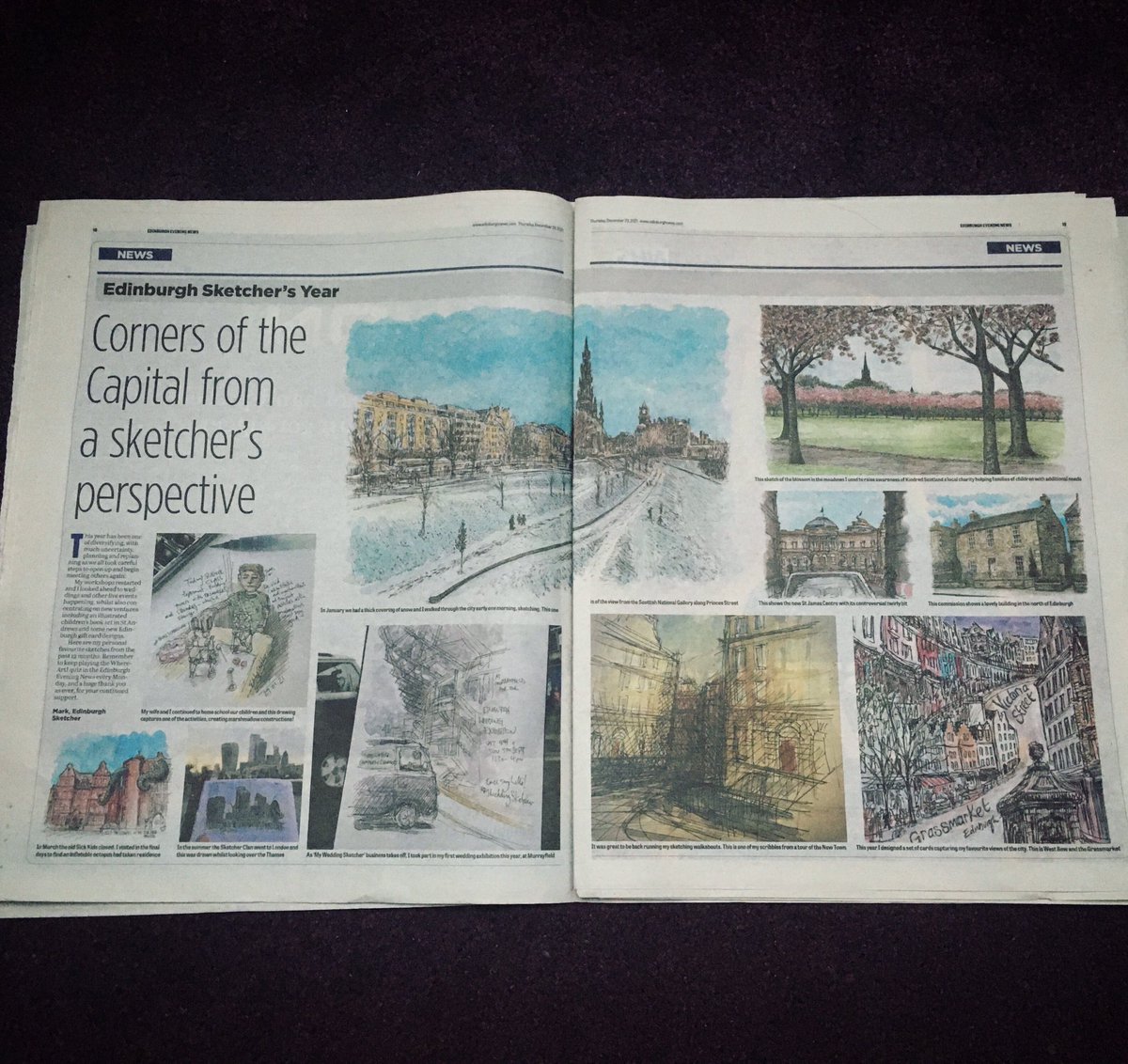 edinsketcher's tweet photo. Have you seen today’s @edinburghpaper? I am in there looking back on a year full of ups and downs, with new work and new directions for my artwork.
Follow the link to see more in depth descriptions of my sketches.
Thanks all at EEN for a fab layout 😊👍
https://t.co/bszUP20bAK https://t.co/ZzWZ1BI8bP