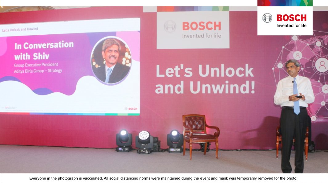 BoschSoftware's tweet photo. What a fabulous way to hit refresh and set the tone for 2022. #RBEI thanks Shiv Shivakumar, Group Executive President – Corporate Strategy, Aditya Birla Group, for his talk, “Transform to Thrive” at the strategy workshop held yesterday. Here’s a glimpse from the session. https://t.co/SCuoly8hxw