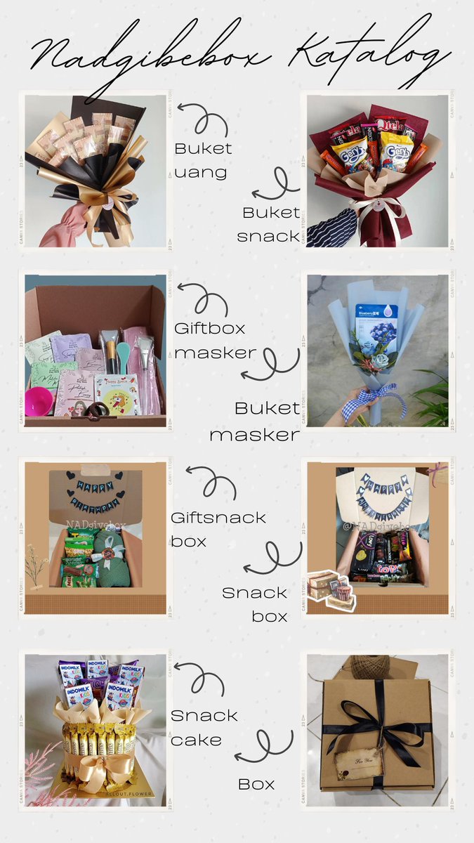 NADgivebox's tweet photo. Ayo kak mari yg bingung cari kado untuk hadiah orang terdekat bisa langsung kepoin katalog kami ya, bisa request sesuai keinginan, untuk tanya2 silahkan dm saja harga mulai dri 10.000, kapan lagi 10.000 bisa dapet kado estetik https://t.co/iBxbQTJdGa