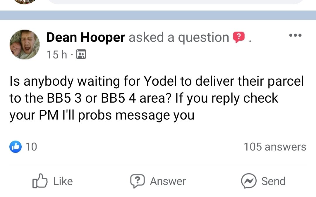 <a href="/YodelhellF/">FedUpCustomerltd</a> <a href="/BrewDog/">BrewDog</a> <a href="/YodelOnline/">Yodel by InPost Delivery Network</a> <a href="/YODELhell/">YODELhell</a> 105 people in our local chat group on FB having the same issues