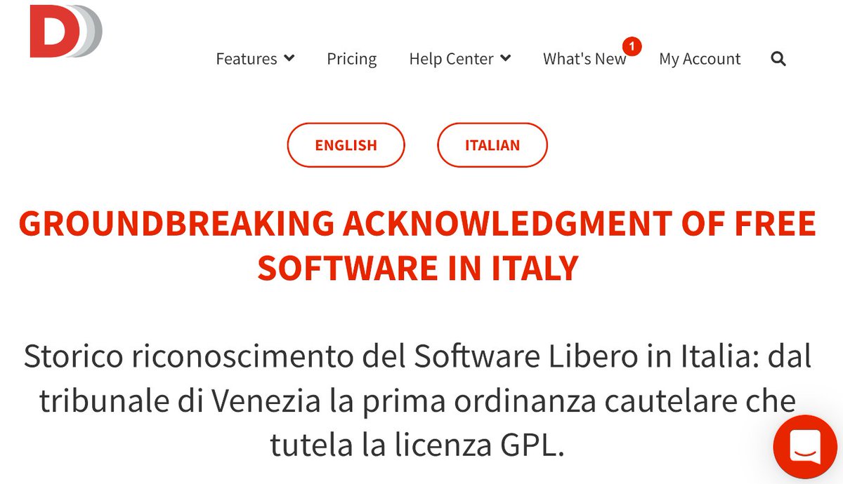 simonealiprandi's tweet photo. Primo storico provvedimento di un tribunale italiano (Venezia) a tutela del #SoftwareLibero #OpenSource #FOSS, anche grazie ai colleghi @carlopiana e @AlbertoPianon che hanno assistito la ricorrente. Riconosciuta e sanzionata la violazione della #GPL. 👉https://t.co/0lZRtZnpcA https://t.co/K4E3aDfhL7