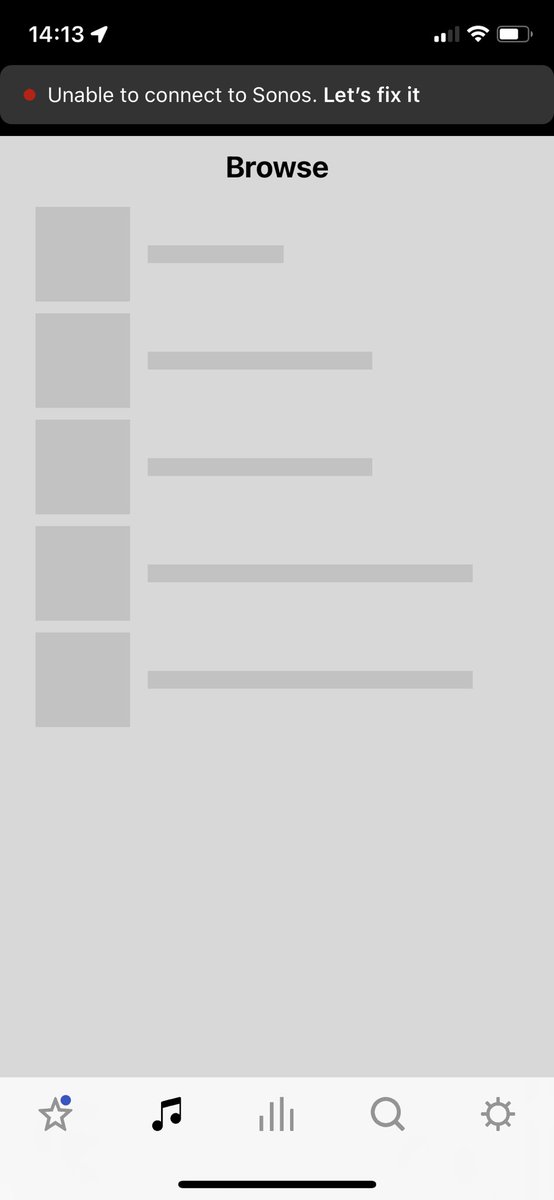 markedser's tweet image. The most common screen on @Sonos . I’d recommend never investing in their products.