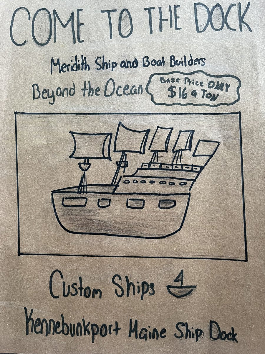 FTSD_Grade8's tweet photo. Awesome work by a group in 7th grade Social Studies Class. Plymouth Colony Business assignment! The Ship Builders! #RiverfrontRocks #GoFlashes https://t.co/q6WVxnxNrz