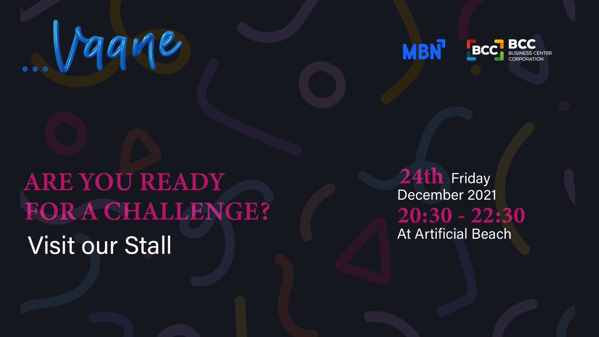 Visit our stall and experience the challenges we have for you! Come and have a go at one of the challenges.

#Vaane
#MBN
#BCC
#Fun
#challenges