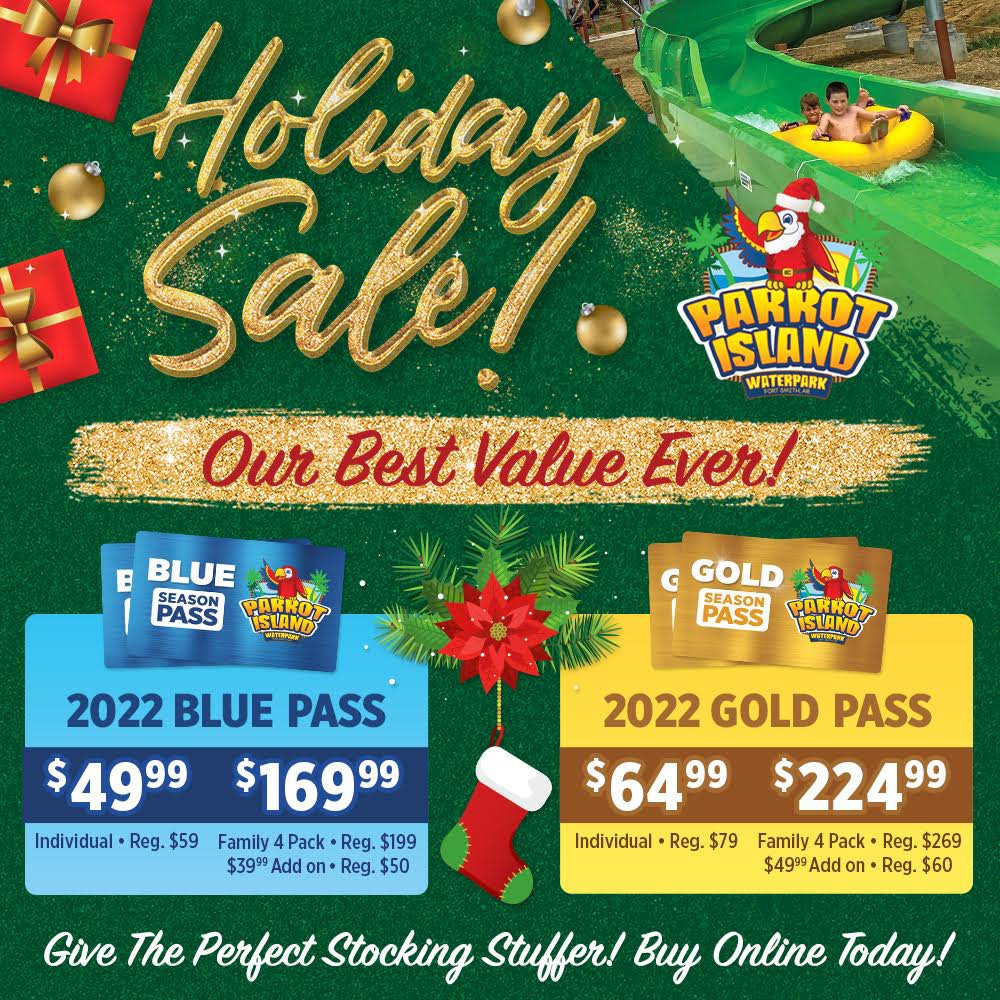 Just a couple more days to take advantage of our sale! Parrot Island Season Passes make the best stocking stuffers! They are on sale right now starting at just $49.99. The best value we’ve ever had! 🏝🎄⠀⠀⠀⠀⠀⠀⠀⠀⠀⠀⠀⠀⠀⠀⠀⠀⠀⠀
⠀⠀⠀⠀⠀�