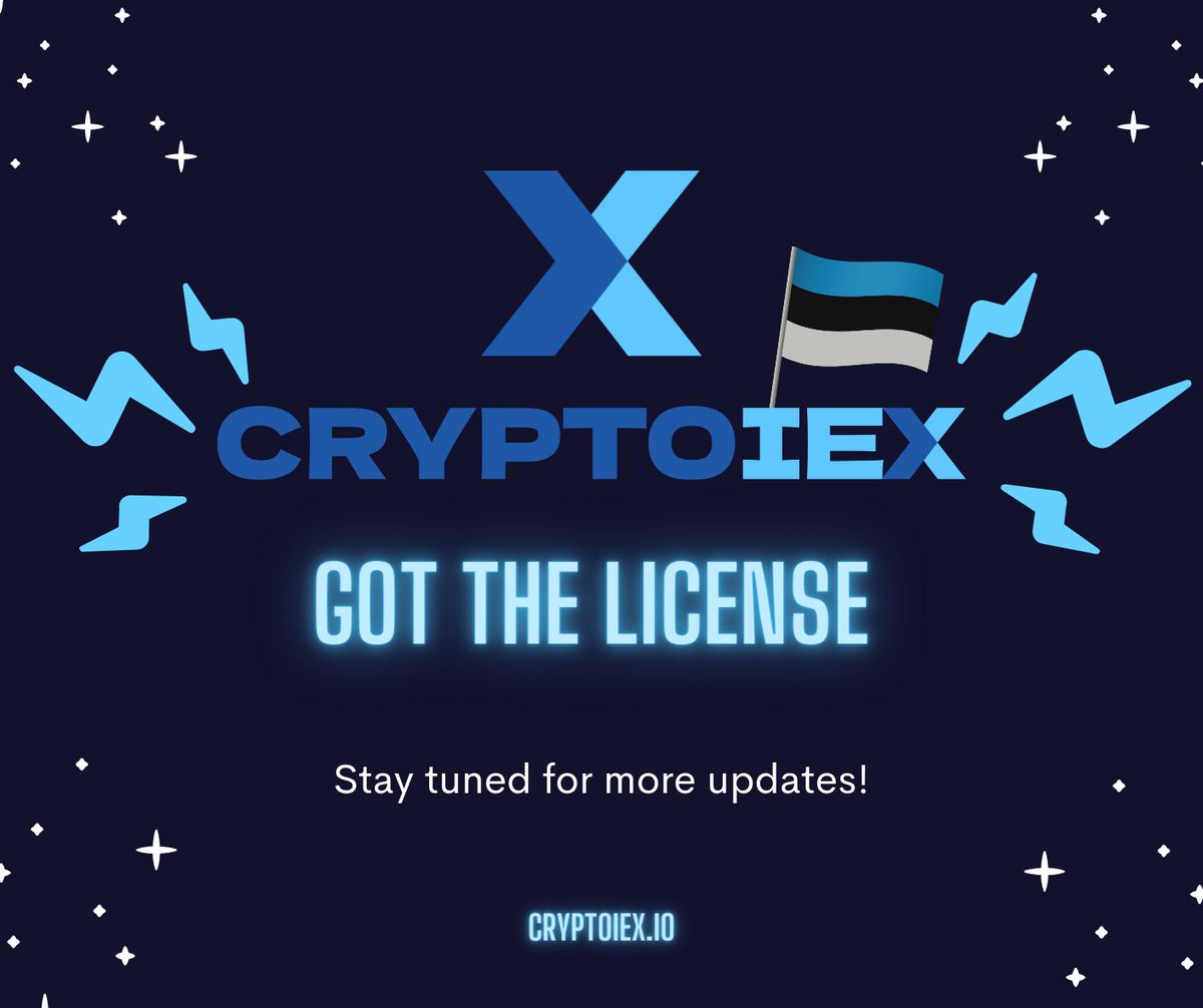 cryptoiex's tweet photo. 📢 We are pleased to announce that CryptoIEX has officially been granted a license to fully operate as a cryptocurrency exchange by the Estonian regulator 

🚀 This is only the beginning. Stay tuned for more updates

#blockchain #cryptocurrency #cryptoexchange #instantexchange https://t.co/lQnYGoJ8z5
