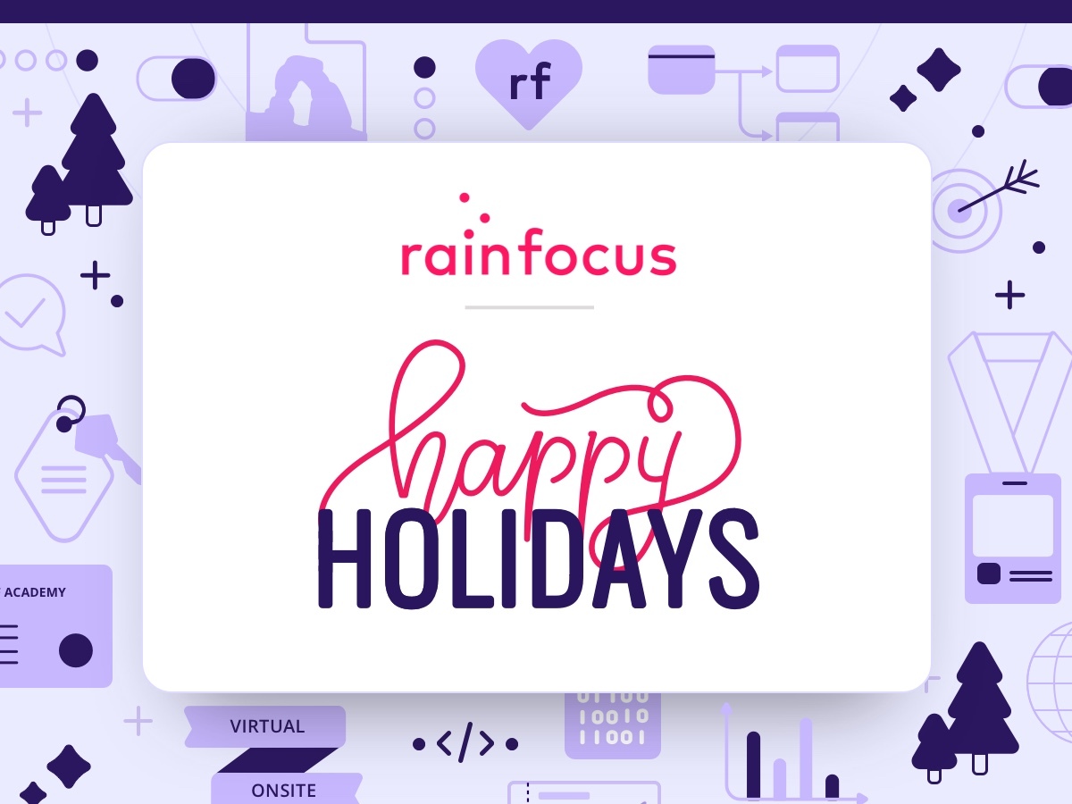 RainFocus's tweet photo. Happy holidays from RainFocus! We hope you have a wonderful holiday and a Happy New Year! https://t.co/GS8m3twGmo