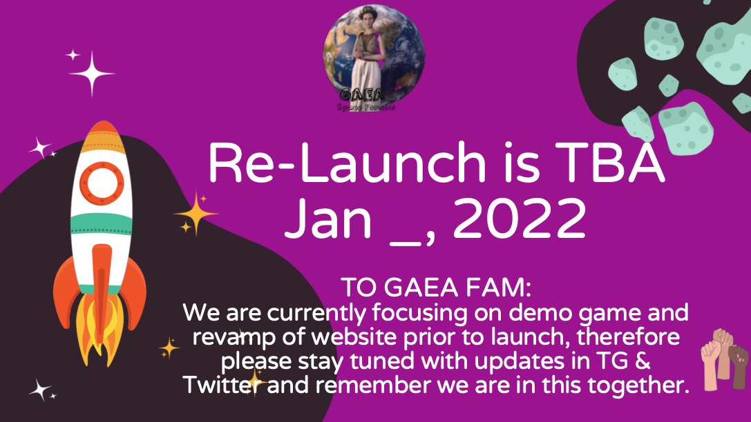 gaeaspace1's tweet photo. @gaeaspace1 Re-Launch TBA #GAEA #NFT #NFTGame https://t.co/giUIQ69bIl