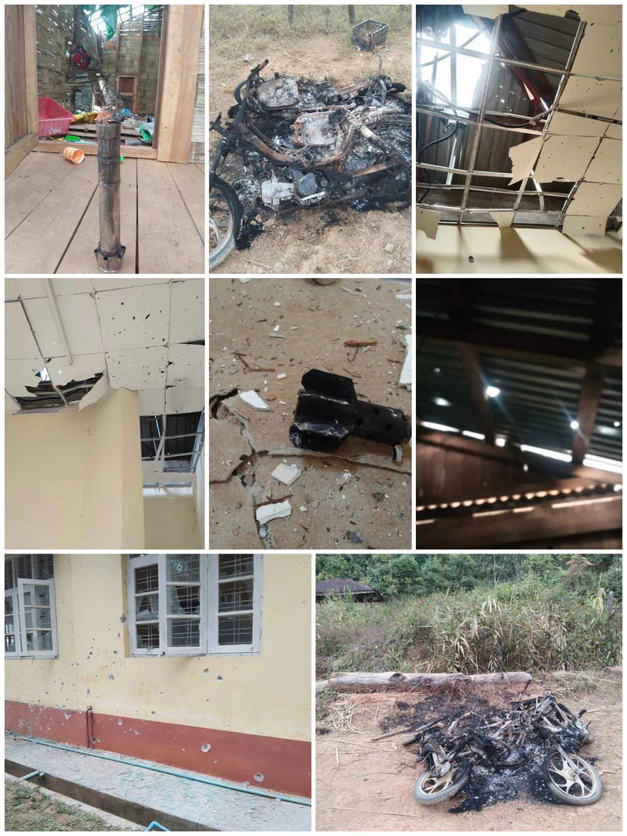 3artilleryshells fired by SAC exploded in WanmaThu,Mindat,#Chin state.Exploded in female patient dormitory while others landed inside hospital.The damage due to the blast is not known.   #Dec23Coup  #WarCrimesOfJunta #WhatsHappeningInMyanmar