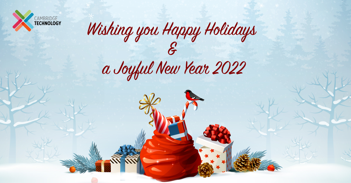 cam_technology's tweet photo. Cambridge Technology wishes you a joyful Holiday Season and a Happy New Year. 
#HappyChristmas #Christmas2021 https://t.co/hF9eUE9vkw