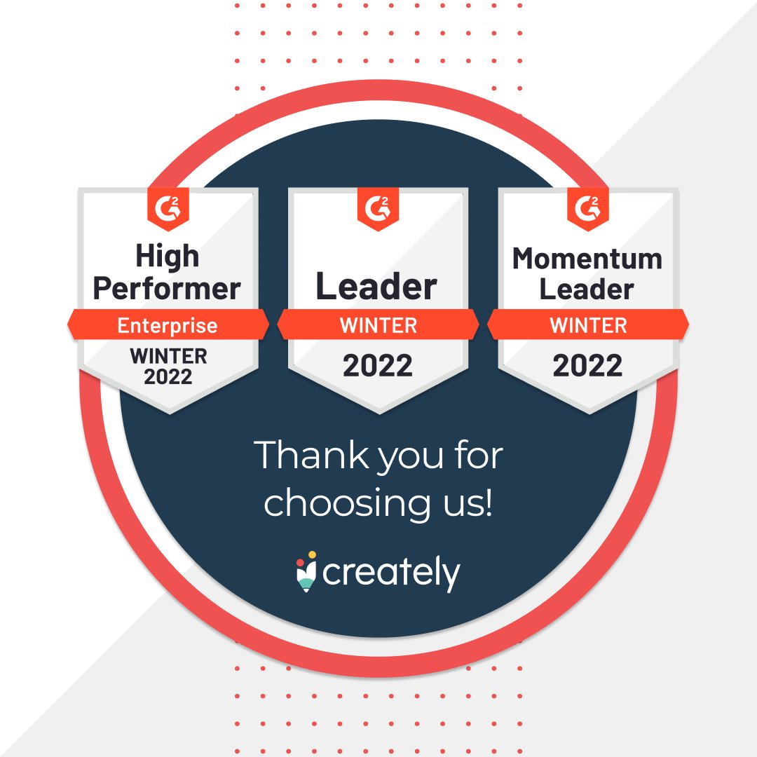 creately's tweet photo. As 2021 comes to an end, Creately continues to be at the forefront of innovation and is helping teams be at their creative best. 
As we move into the New Year we want to take a moment to thank all our users for continuing to put us on top. 
.
.
.
#customerlove #G2 #workVisually https://t.co/pb7PIdUgru