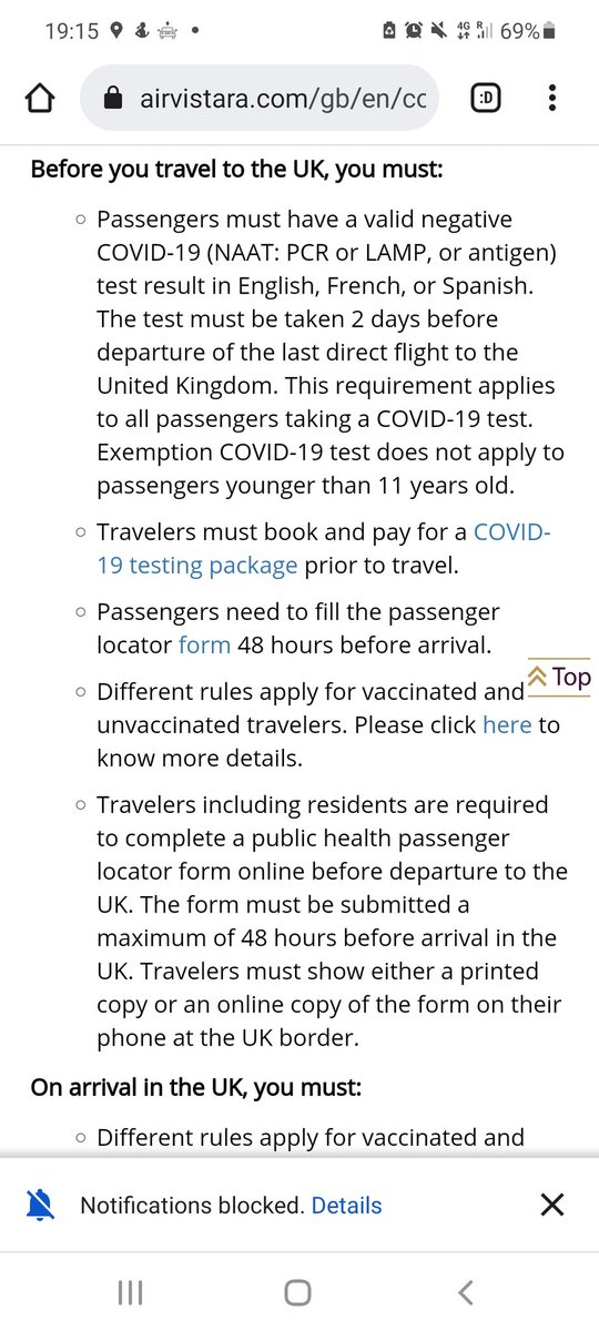 @airvistara your website (bit.ly/3EpHJ6i) says Covid 19 test is must for under 11s and that the 48 hour limit is from the last direct ✈ to the UK. But this is not correct as per guidance in gov.uk (bit.ly/3mrhbvi), under 11s Do NOT need to test