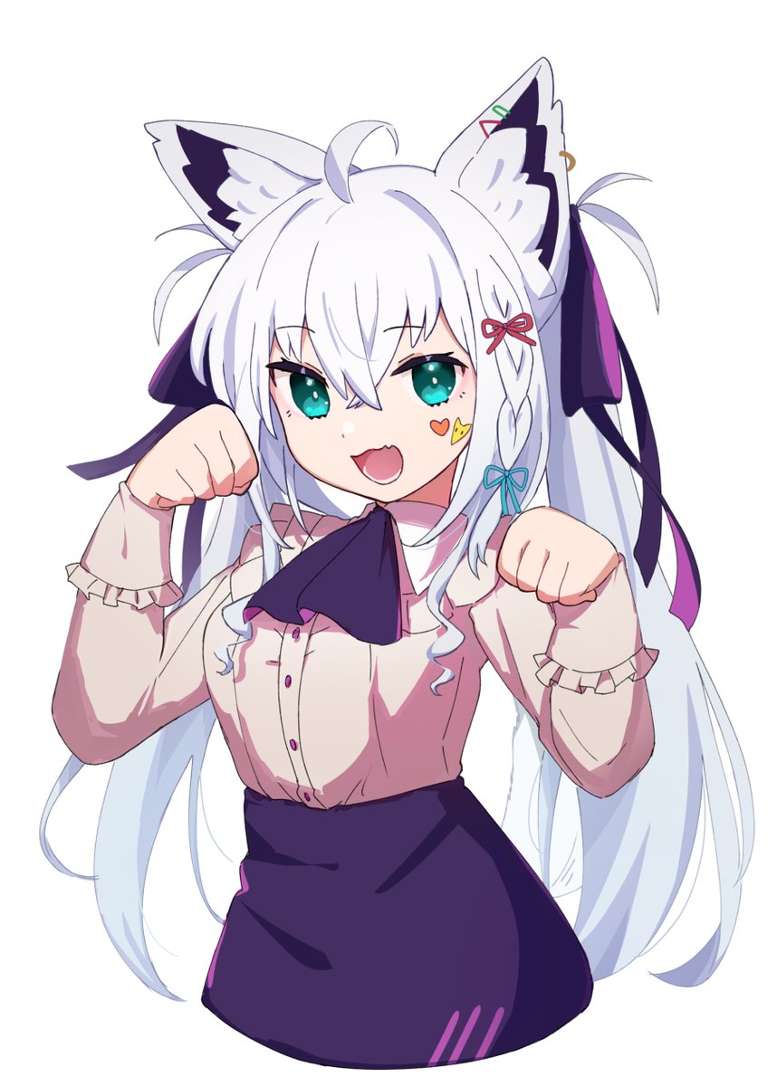 shirakami fubuki 1girl animal ears fox ears white hair solo braid long hair  illustration images