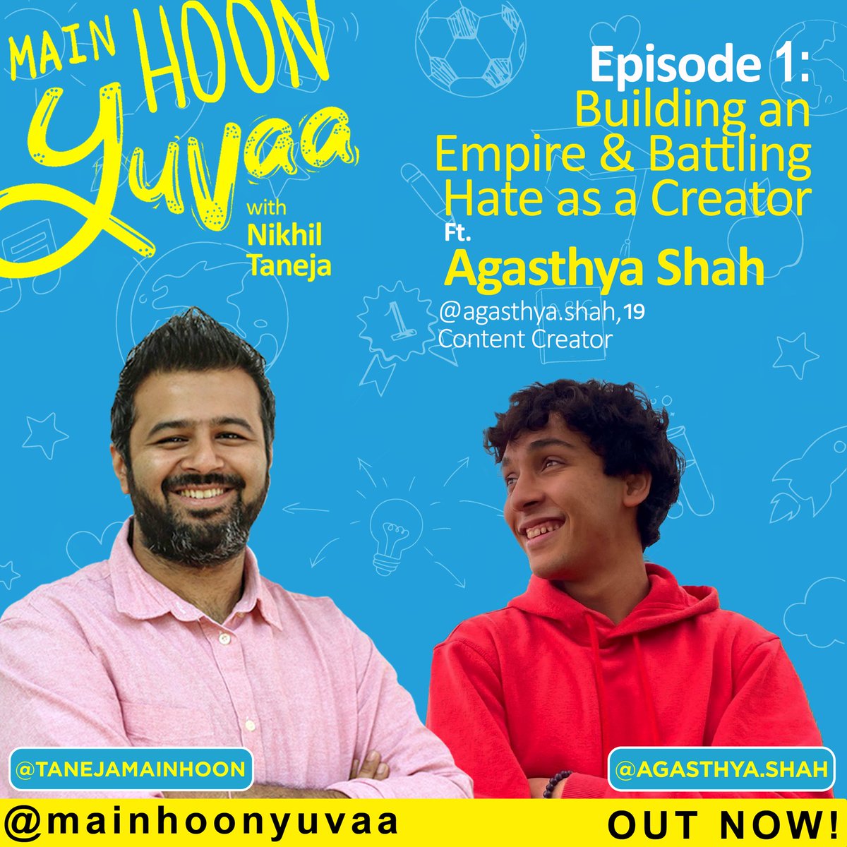 weareyuvaa's tweet photo. EP. 2 OUT NOW! @agasthyashah1, a Gen Z content creator, unravels with @tanejamainhoon what building an empire means to him &amp; how he deals with the inevitable hate and unkindness that comes his way as a part of the process. #MainHoonYuvaa 

https://t.co/ASnpBvGYdi https://t.co/38awv5tV3Z