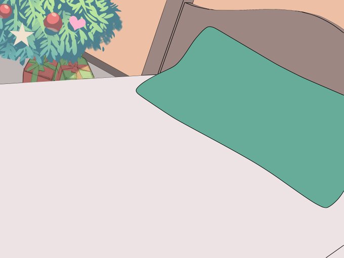 背景のプレゼント箱は描かず、実験的に自分で撮った写真をLT変換して着彩したものを。たぶん大半がキャラで隠れちゃいそうだけど。 