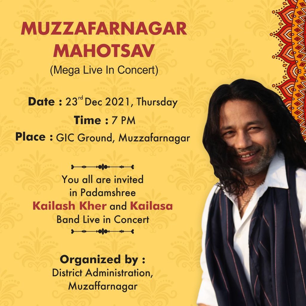 Kailashkher's tweet photo. कुछ समय में एतिहासिक नगरी जहाँ शुकदेव जी ने बरगद के वृक्ष की छाँव में प्रथम भागवत कथा सुनाई,मुज़फ़्फ़र नगर में कैलासा #KailasaLiveInConcert मंच पर शिव की अलख जगाएँगे॥ #MuzaffarnagarMahotsav @learnwithkkala @KKherFoundation @kailasarecords @UP_ODOP @uptourismgov @DmMuzaffarnagar https://t.co/ibAevwXRsh