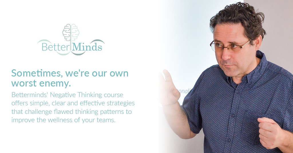 Bettermindtrain's tweet image. Sometimes, we're our own worst enemy. Our Negative Thinking #course offers clear and effective strategies that challenge flawed #thinkingpatterns to improve the #wellness of your teams. Call on 07981 974796 to replace destructive with constructive. ow.ly/Jxrp30s50hn