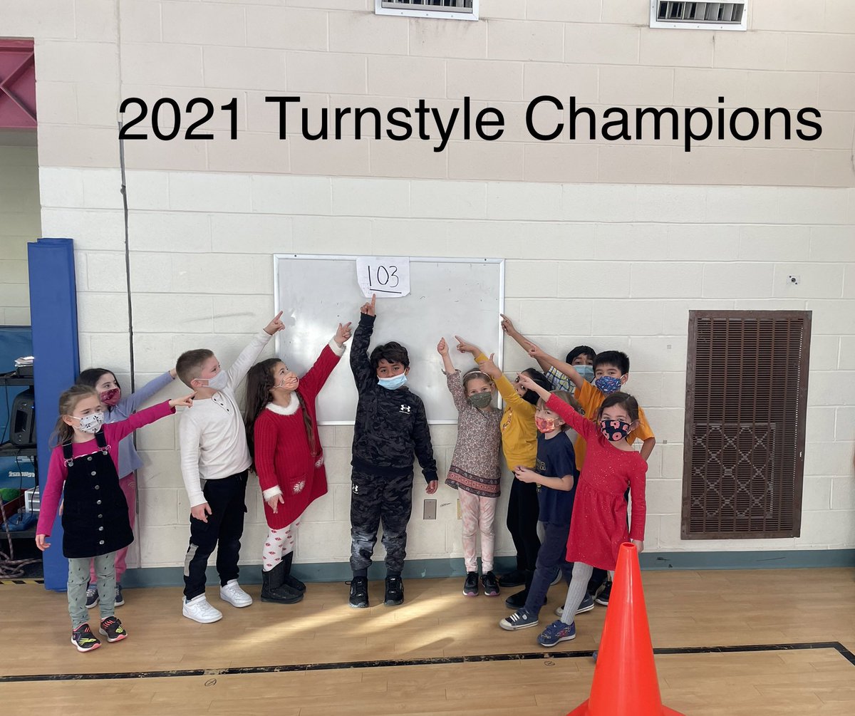 Presenting our 2021 Turnstyle (large jump rope) Champions!!! 🏆
103 turns!!!
<a href="/1LFirstGrade/">1L First Grade</a> 
#BakerPE

<a href="/BakerPhysEd/">BakerPhysEd</a> 
<a href="/IadarolaBakerPE/">Mr. Iadarola</a>